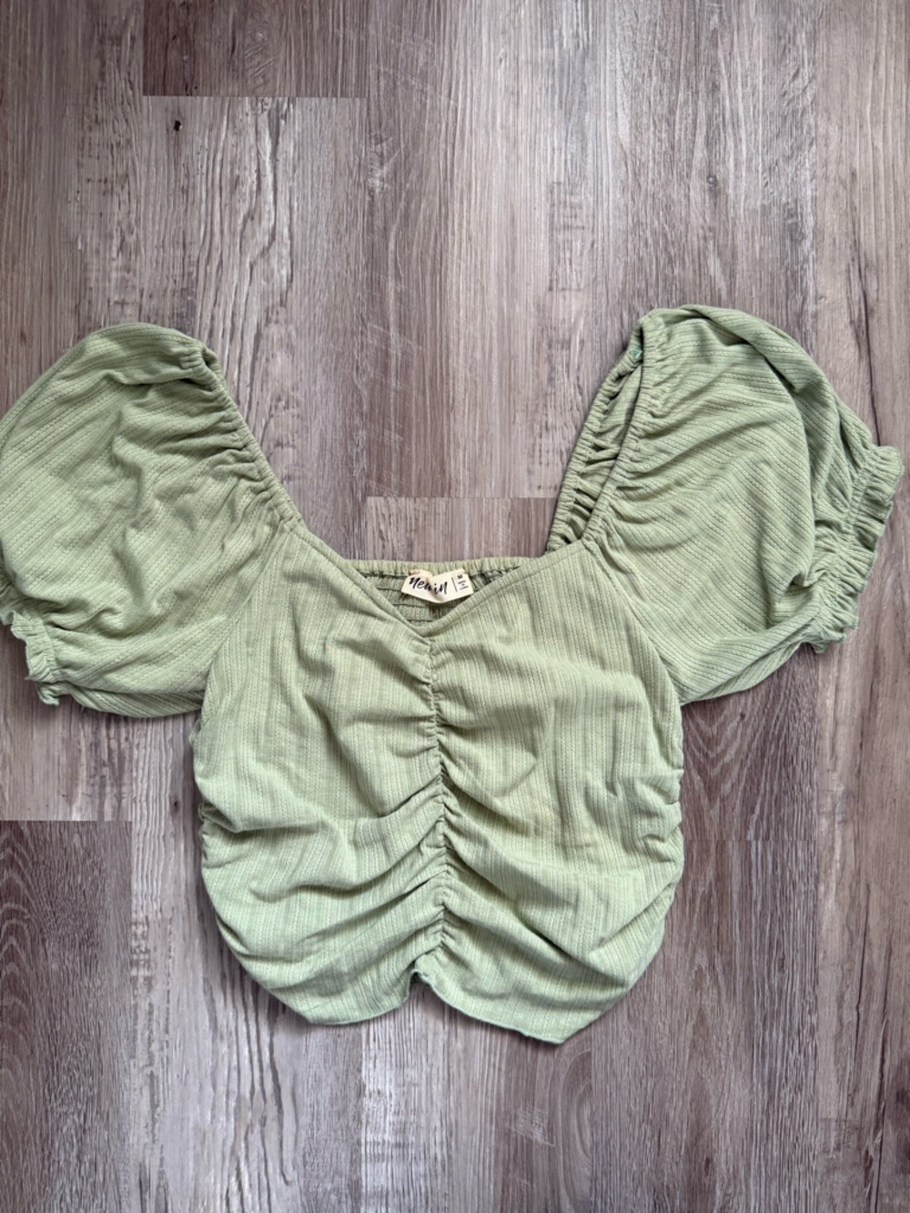 Green Ruched Women’s crop top